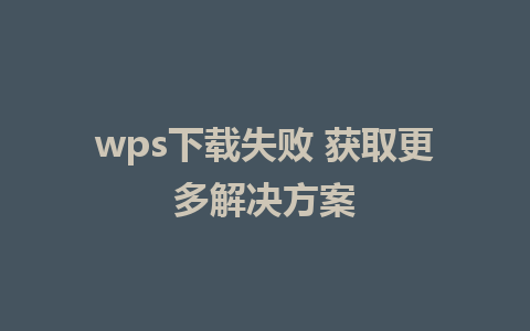 wps下载失败 获取更多解决方案