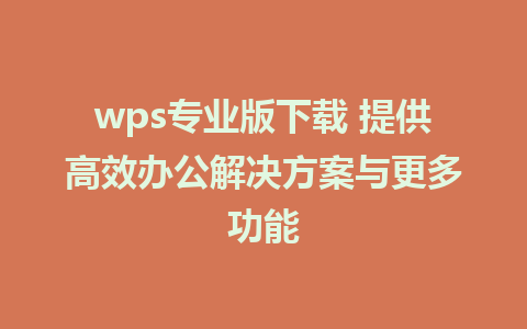 wps专业版下载 提供高效办公解决方案与更多功能