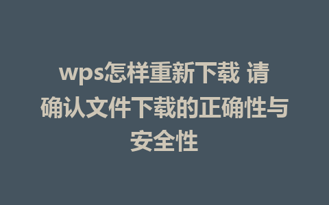 wps怎样重新下载 请确认文件下载的正确性与安全性