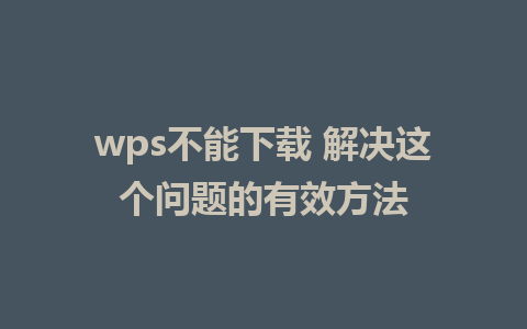 wps不能下载 解决这个问题的有效方法