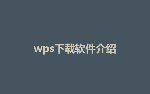 wps下载软件介绍 