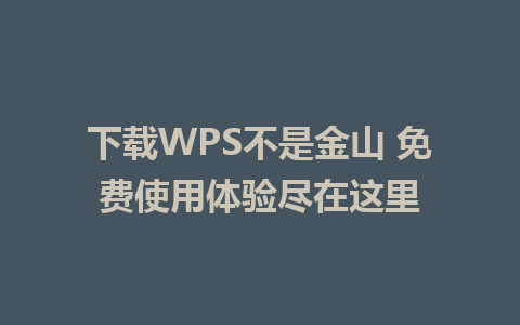 下载WPS不是金山 免费使用体验尽在这里