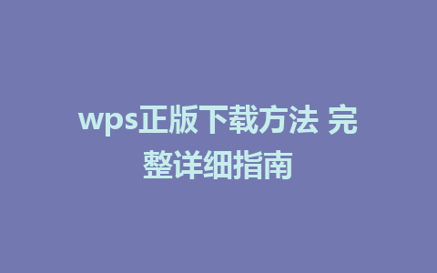 wps正版下载方法 完整详细指南