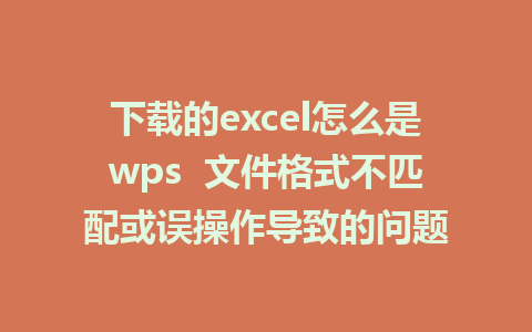 下载的excel怎么是wps  文件格式不匹配或误操作导致的问题