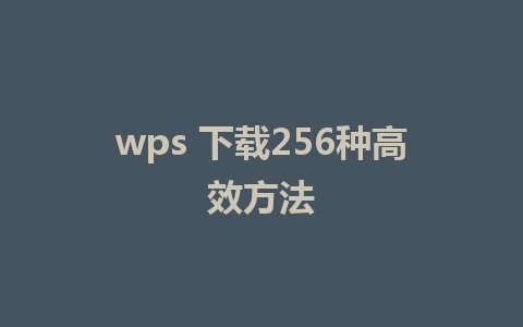 wps 下载256种高效方法