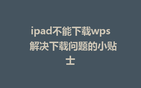 ipad不能下载wps  解决下载问题的小贴士