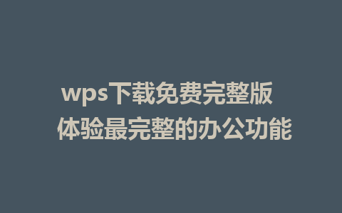 wps下载免费完整版  体验最完整的办公功能