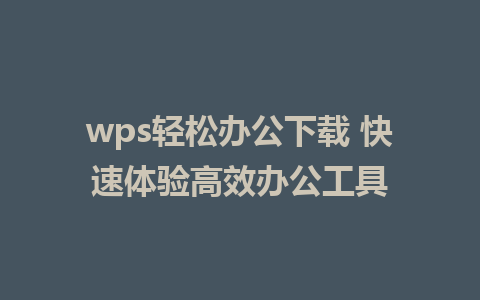 wps轻松办公下载 快速体验高效办公工具