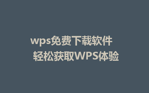 wps免费下载软件   轻松获取WPS体验