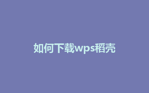 如何下载wps稻壳