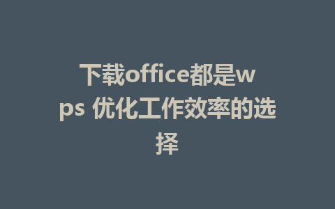 下载office都是wps 优化工作效率的选择