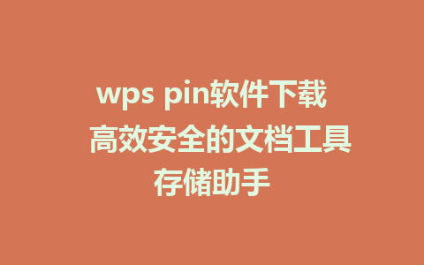 wps pin软件下载  高效安全的文档工具存储助手