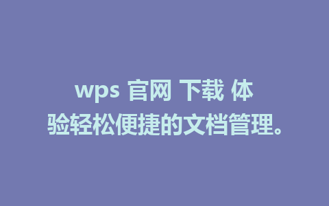 wps 官网 下载 体验轻松便捷的文档管理。