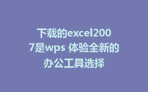 下载的excel2007是wps 体验全新的办公工具选择