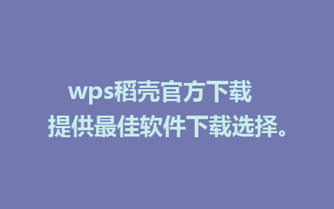 wps稻壳官方下载  提供最佳软件下载选择。