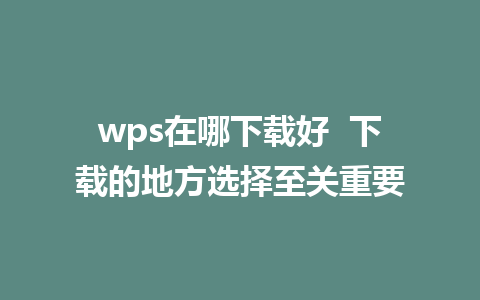 wps在哪下载好  下载的地方选择至关重要