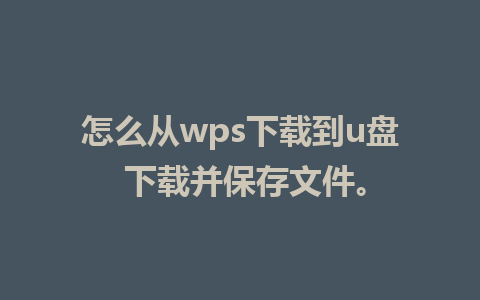 怎么从wps下载到u盘 下载并保存文件。