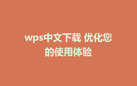 wps中文下载 优化您的使用体验