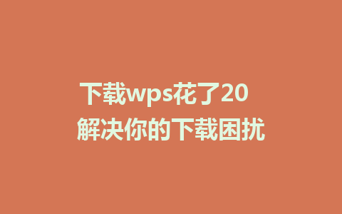 下载wps花了20  解决你的下载困扰