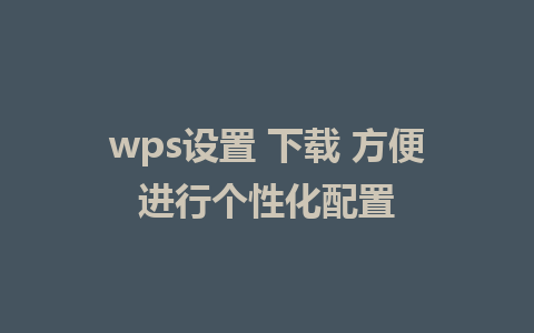 wps设置 下载 方便进行个性化配置