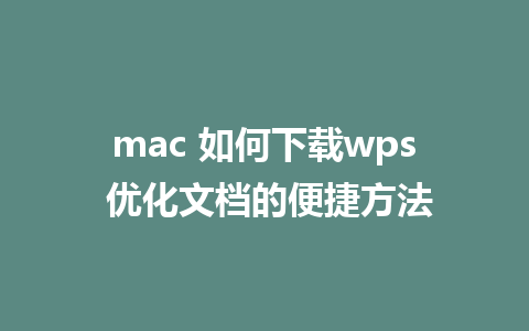 mac 如何下载wps 优化文档的便捷方法