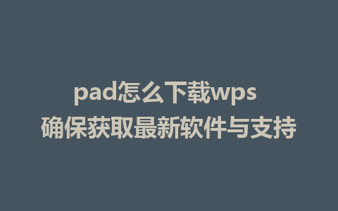 pad怎么下载wps 确保获取最新软件与支持