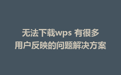 无法下载wps 有很多用户反映的问题解决方案