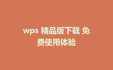 wps 精品版下载 免费使用体验