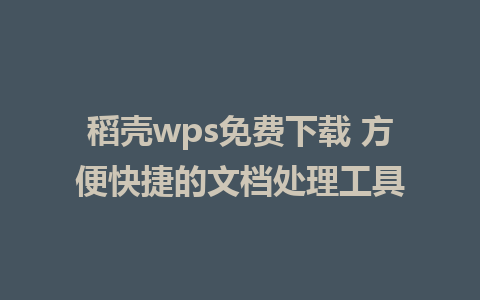 稻壳wps免费下载 方便快捷的文档处理工具