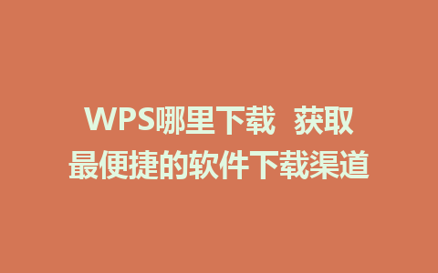 WPS哪里下载  获取最便捷的软件下载渠道