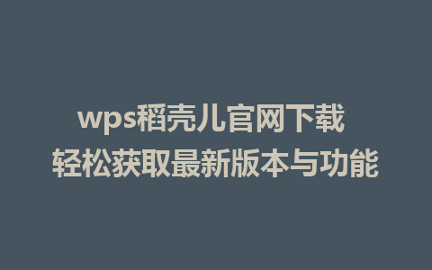 wps稻壳儿官网下载 轻松获取最新版本与功能