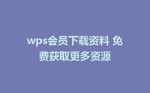 wps会员下载资料 免费获取更多资源